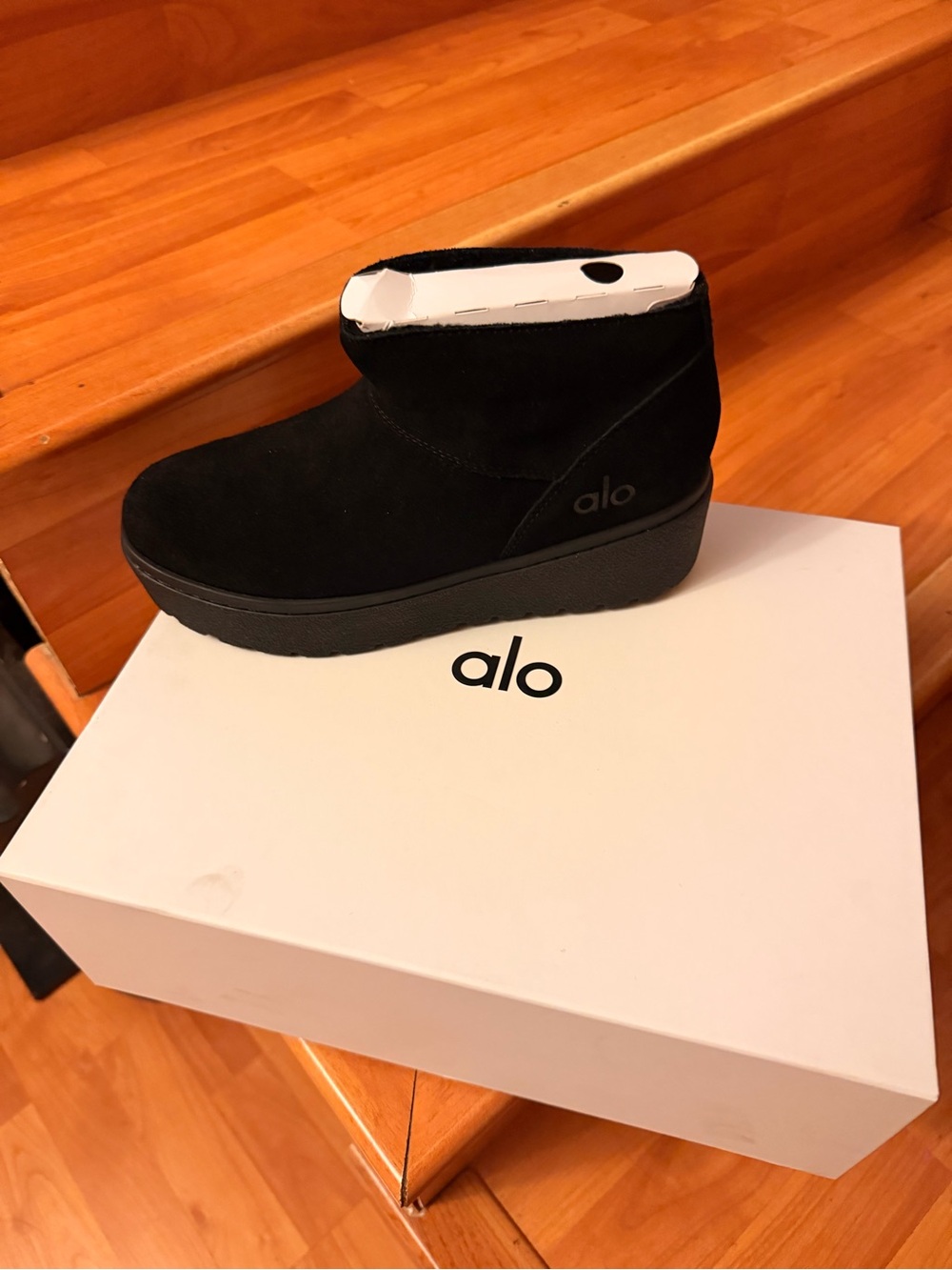 ALO Yoga Black Suede Platform Ankle Bootie